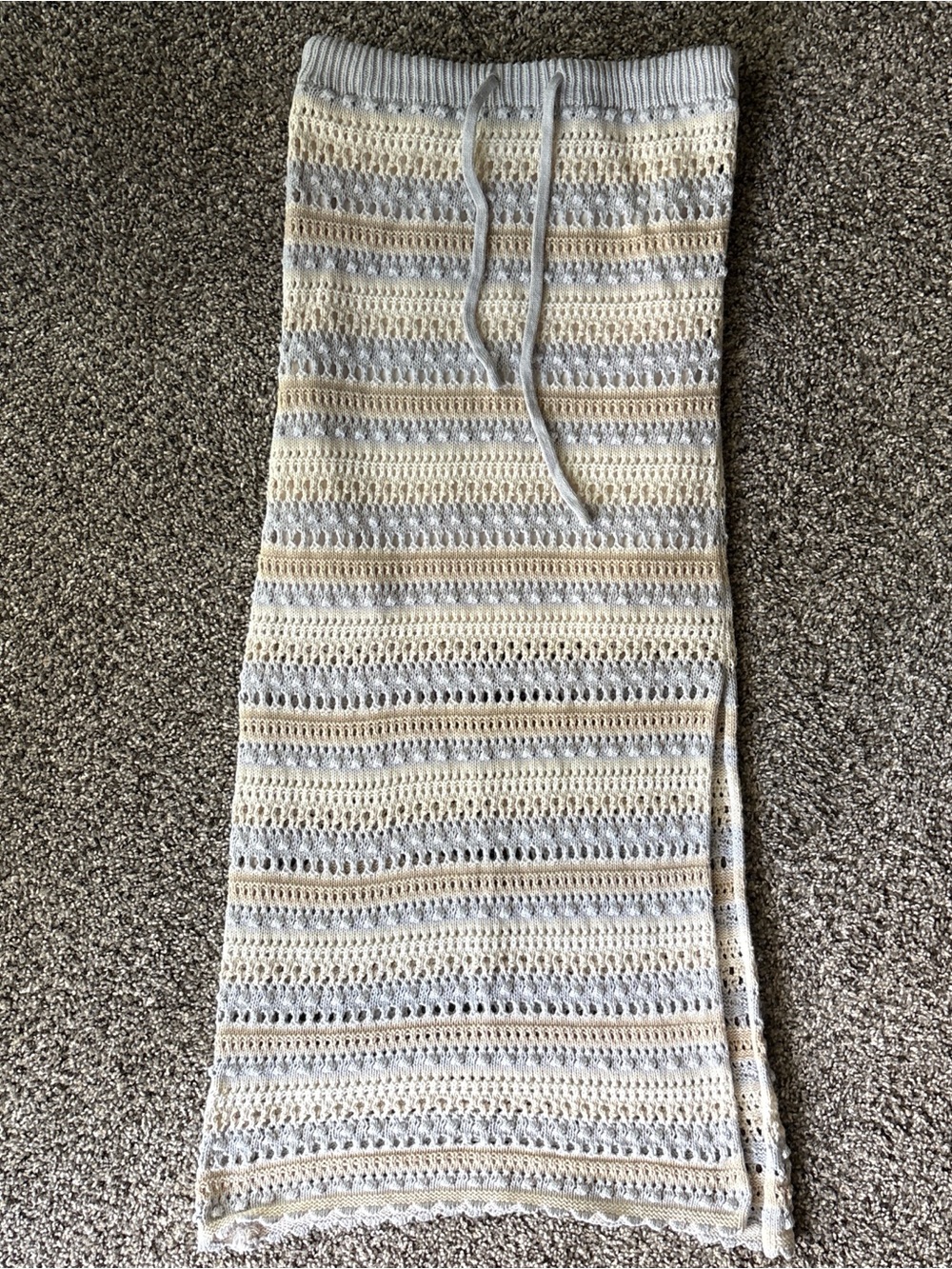 Jessica Simpson Cream and Light blue Knit Waistband Skirt
